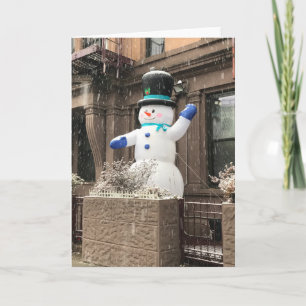 Cartão De Festividades Nova Iorque NYC Neve do Alto Oeste Side Snowman