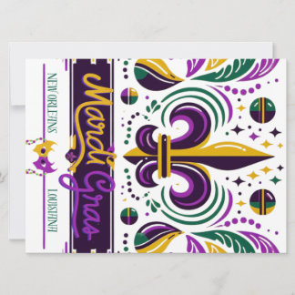 Cartão De Festividades Nova Orleans Mardi Gras verde-roxo