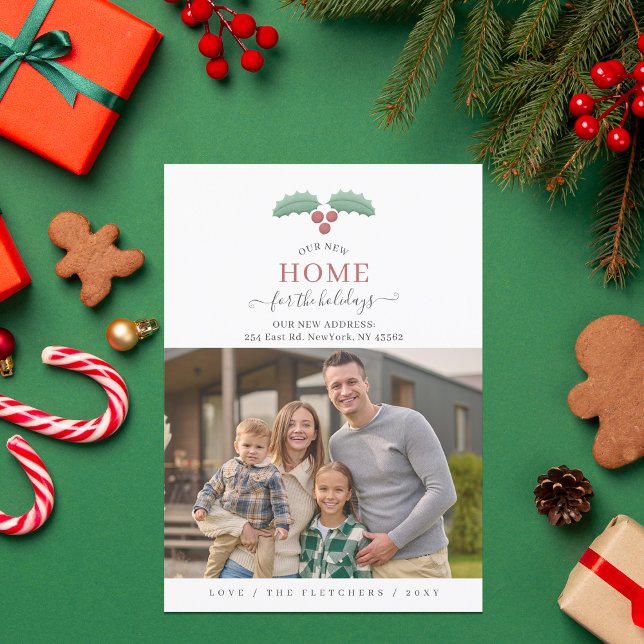 Cartão De Festividades Nova Página de Script Simples para Movimentação de (Simple Script New Home for Holidays Photo Moving Holiday)