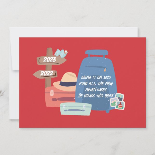 Cartão De Festividades Novas aventuras 2025 desejos personalizáveis (Frente)