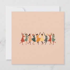 Cartão De Festividades Nove Mulheres Dançando Médio-Século Retroativo 1
