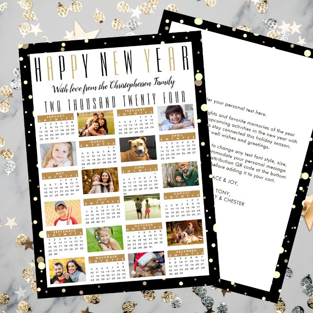 Cartão De Festividades Novo Ano 2024 Calendário 2023 Revisão 12 Foto (Criador carregado)