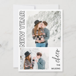 Cartão De Festividades novo ano cheque elegante multifoto