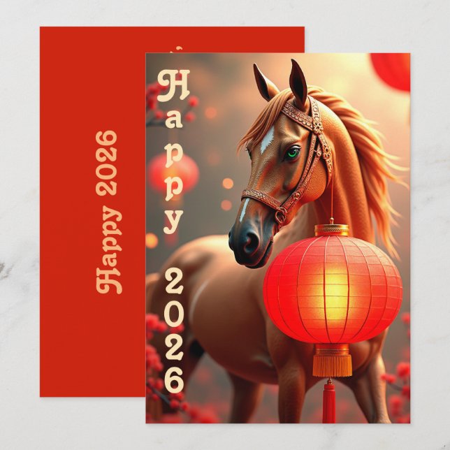 Cartão De Festividades Novo ano chinês 2026 (Frente/Verso)