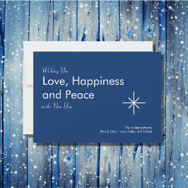 Cartão De Festividades Novo Ano de 2023: Retro Azul para a Paz