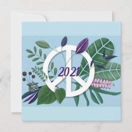 Cartão De Festividades Novo Ano de Paz Inspiradora Floral Azul Flor