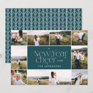 Cartão De Festividades Novo ano multifoto elegante Deco de arte moderno