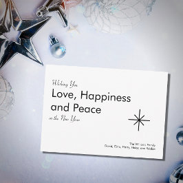 Cartão De Festividades Novo Ano Novo 2026 Branco preto clássico