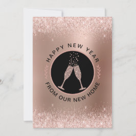 Cartão De Festividades Novo Ano Novo Rosa Início Alteração de Endereço Do