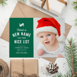 Cartão De Festividades Novo bebê fofo duas fotos verde Natal