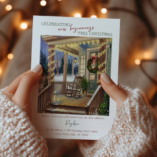 Cartão De Festividades Novo começo Porch da Frente de Natal que movi