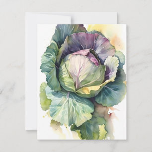 Cartão De Festividades Novo Couve Em Aquarelas