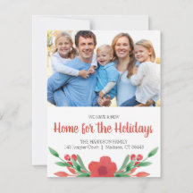 Novo Endereço de Foto Floral de Natal Watercolor