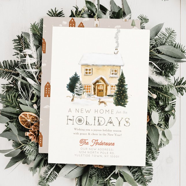 Cartão De Festividades Novo Home House Hares Winterscape Natal (Criador carregado)