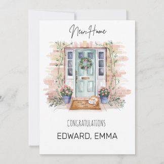 Cartão De Festividades Novo Lar Parabéns Aquarela Personalizada