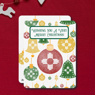 Cartão De Festividades Novo México Enfeites de natal Zia Red Green Blue