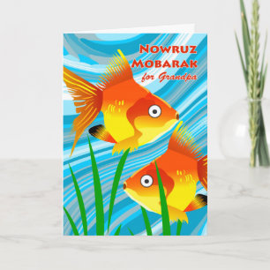 Cartão De Festividades Nowruz Mobarak, Ano Novo Persa para o Vovô, Peixes