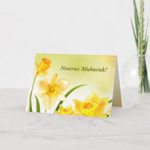Cartão De Festividades Nowruz Mubarak. Primavera Daffodils Ano Novo Persa