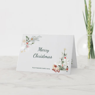 Cartão De Festividades Noz-cracker de aquarela botânica e fofo Natal
