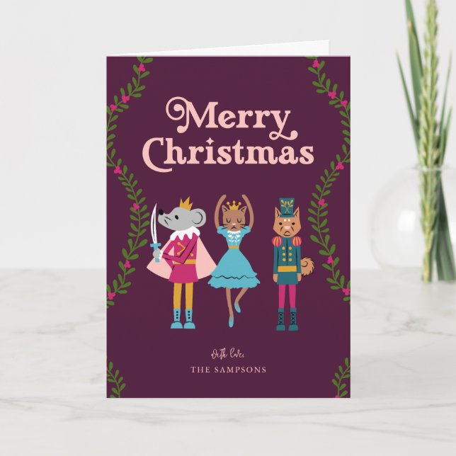 Cartão De Festividades Nozes-de-Balé-vozes Vermelho Natal (Frente)