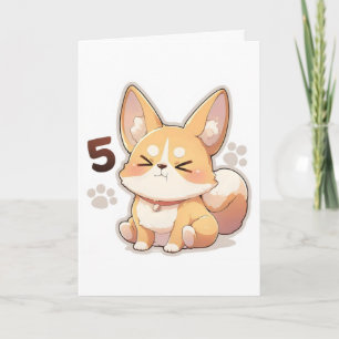 Cartão De Festividades Número Cinco Cachorro de Anime
