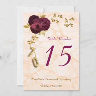 Cartão De Festividades Número da Tabela Birthday 70 de Rosas Ingleses