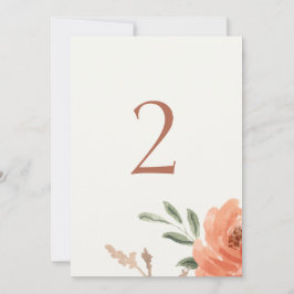 Cartão De Festividades Número da Tabela de Casamento Floral Watercolor