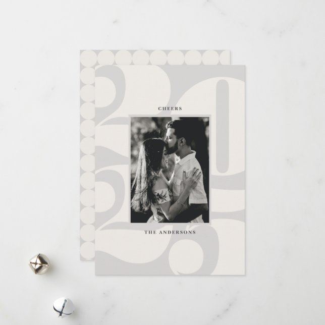 Cartão De Festividades Números de Negrito Animam Foto de Ano Novo (Frente/Verso In Situ)