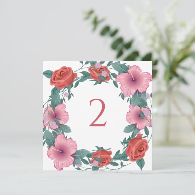 Cartão De Festividades Números de tabela borda floral (Em pé/Frente)