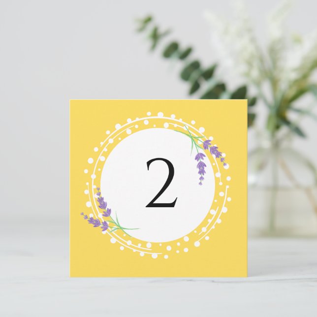 Cartão De Festividades Números de tabela borda floral (Em pé/Frente)
