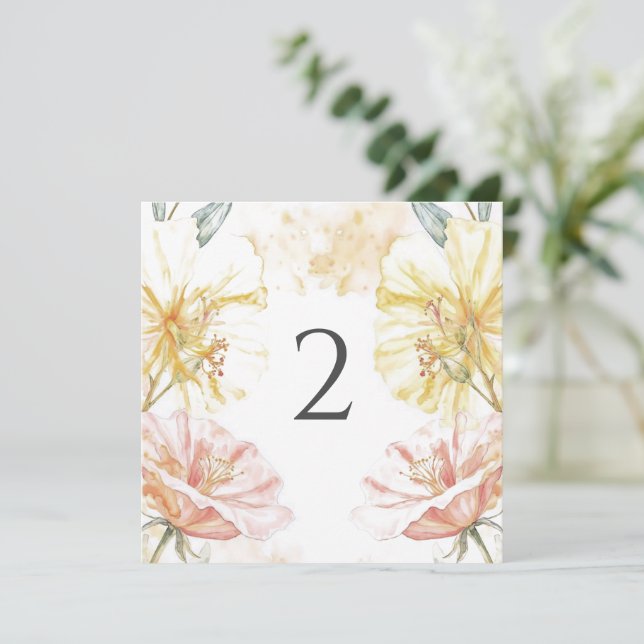 Cartão De Festividades Números de tabela borda floral (Em pé/Frente)