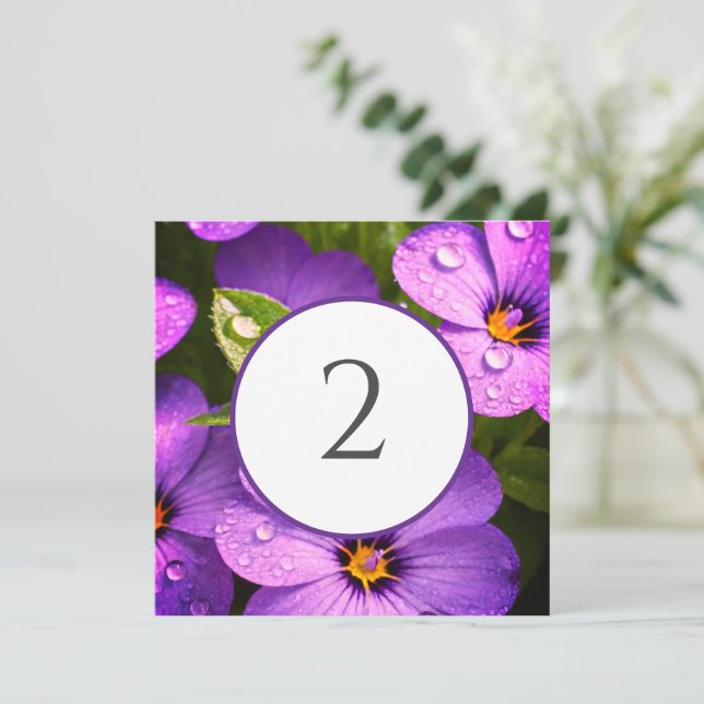 Cartão De Festividades Números de tabela borda floral (Em pé/Frente)