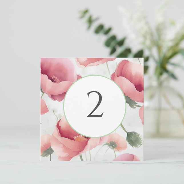 Cartão De Festividades Números de tabela borda floral (Em pé/Frente)