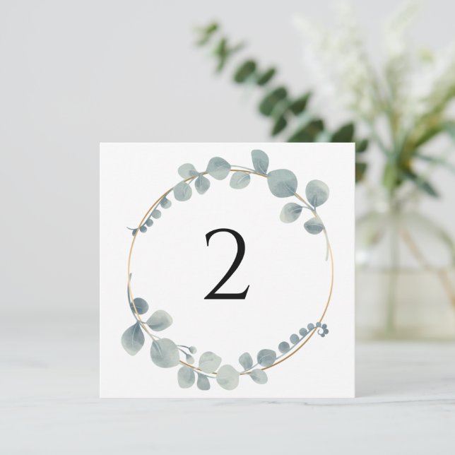 Cartão De Festividades Números de tabela borda floral simples elegante (Em pé/Frente)
