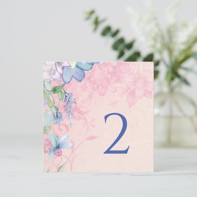 Cartão De Festividades Números de tabela borda floral simples elegante (Em pé/Frente)