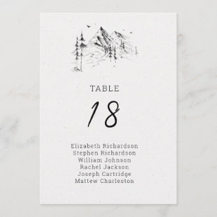 Cartão De Festividades Números de tabela de nomes de convidados da flores