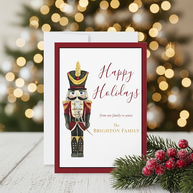 Cartão De Festividades Nutcracker Clássico Feriado Natal Vermelho  (Criador carregado)