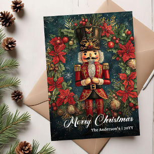 Cartão De Festividades Nutcracker de Natal retrô moderno editável
