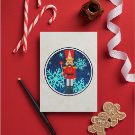 Cartão De Festividades Nutcracker de Natal Vintage Noite Estrelada