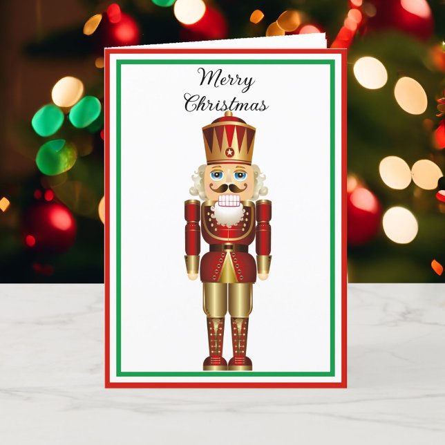 Cartão De Festividades Nutcracker Personaliza Texto 5 x 7 Feriado Dobrado (Criador carregado)