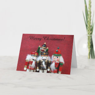 Cartão De Festividades Nutcrackers no Natal vermelho