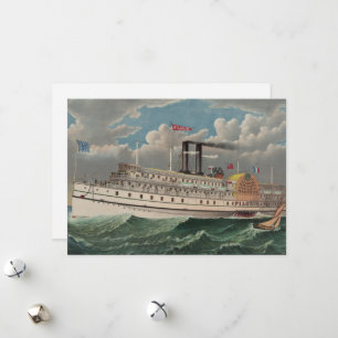 Cartão De Festividades NY Voyage Grand PaddleWheel Steamboat O Peregrino