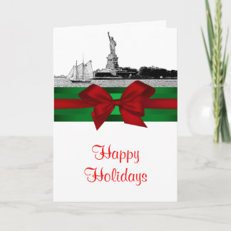 Cartão De Festividades NYC Etchou Estátua de Natal da Liberdade