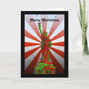 Cartão De Festividades NYC Psicodélico: Estátua do Natal da Liberdade #