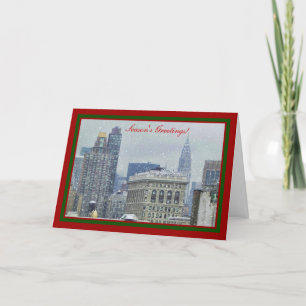 Cartão De Festividades NYC Skyline Chrysler Bldg Flatiron Snow Xmas #2