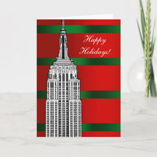 Cartão De Festividades NYC Skyline Etched Empire State Bldg Christmas 2