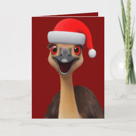 Cartão De Festividades O ajudante australiano do Papai Noel - Emu de Nata
