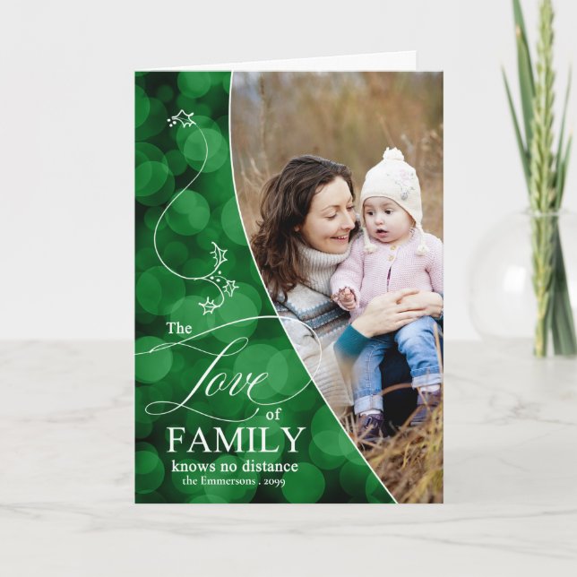 Cartão De Festividades O Amor do Livro Verde da Família Foto de Natal (Frente)