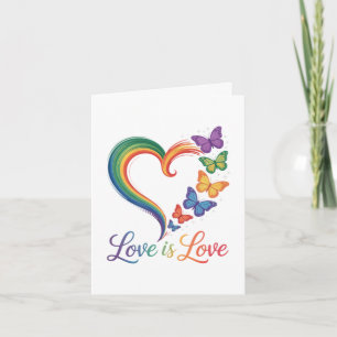 Cartão De Festividades O Amor é Amor LGBT Borboleta Coração Arco-íris
