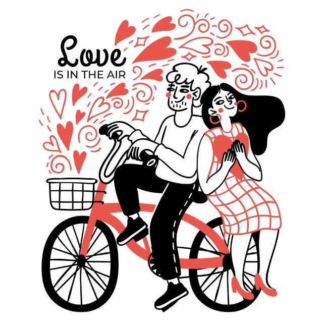 Cartão De Festividades O amor está no ar (The man, wearing a playful expression, grips the handlebars while the woman, dressed in checkered!)